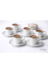 PORSELEN PLATİN PORSELEN TÜRK KAHVESİ FİNCANI TAKIMI