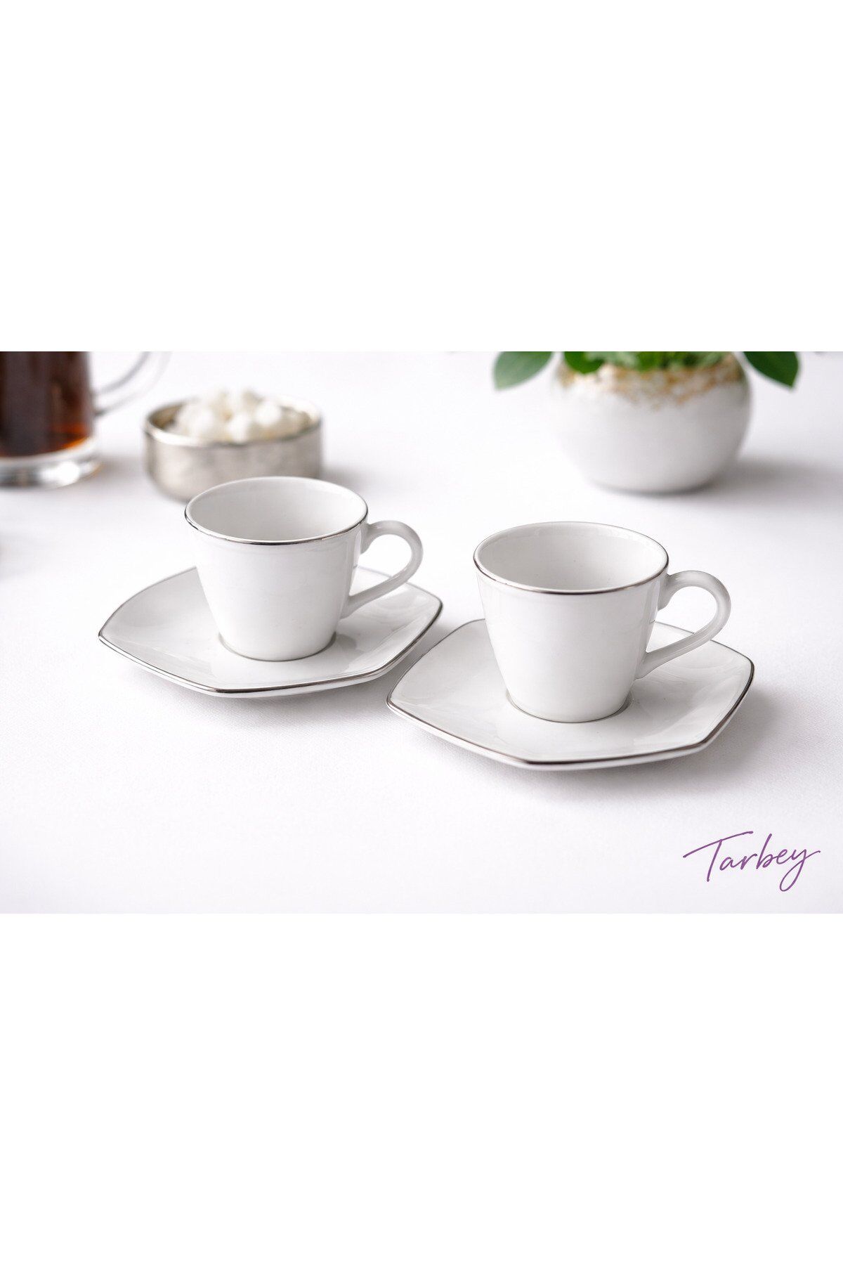 PORSELEN PLATİN PORSELEN TÜRK KAHVESİ FİNCANI TAKIMI