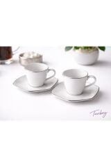 PORSELEN PLATİN PORSELEN TÜRK KAHVESİ FİNCANI TAKIMI