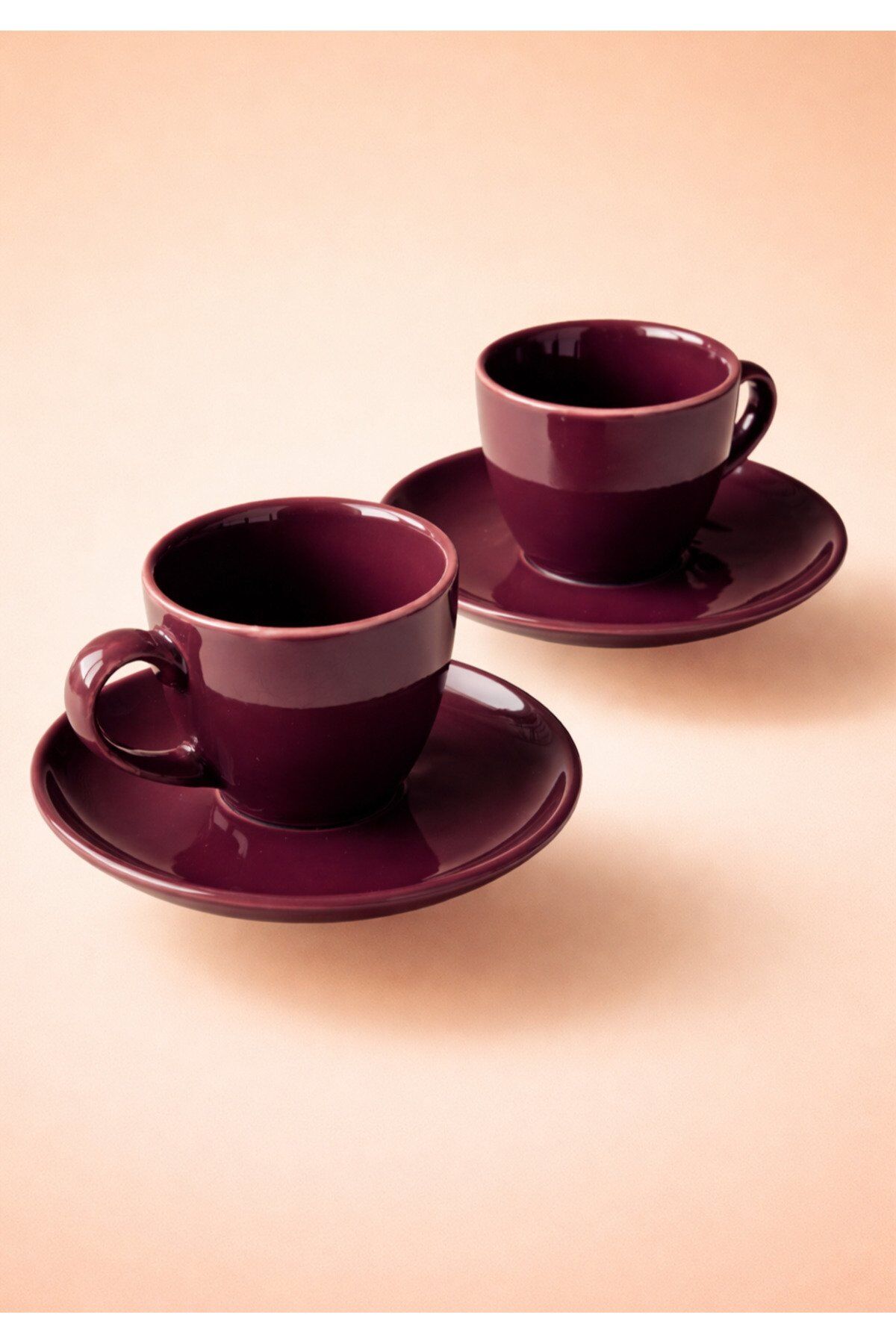 Premium Porselen Bordo 6 kişilik kahve fincanı takımı