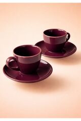 Premium Porselen Bordo 6 kişilik kahve fincanı takımı