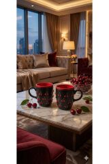 KİRAZ DESENLİ FİNCAN KUPA 2 ADET