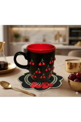 KİRAZ DESENLİ FİNCAN KUPA 2 ADET