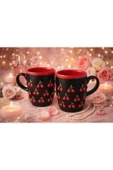 KİRAZ DESENLİ FİNCAN KUPA 2 ADET