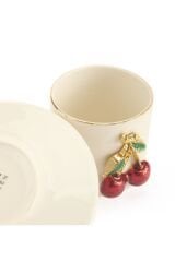 KİRAZ TEMALI GOLD FİNCAN TAKIMI 2 KİŞİLİK KİRAZ MOTİFLİ ÖRTÜ HEDİYESİ