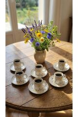 TULU PORSELEN 6 KİŞİLİK KAHVE FİNCANI DENİZ DESENLI