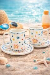 TULU PORSELEN 6 KİŞİLİK KAHVE FİNCANI DENİZ DESENLI