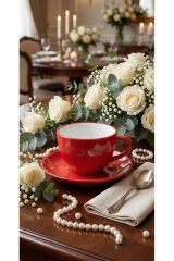 TULU PORSELEN 2 KİŞİLİK ÇAY KAHVE FİNCANI TABAKLI