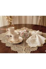 HAYAT AĞACİ GOLD DESENLİ PORSELEN TÜRK KAHVESİ FİNCANI 2 KİŞİLİK HEDİYELİ ÜRÜN