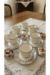 PORSELEN ÇİÇEKLİ 6 KİŞİLİK TÜRK KAHVE FİNCANI TAKIMI