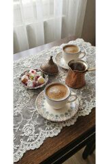 PORSELEN ÇİÇEKLİ 6 KİŞİLİK TÜRK KAHVE FİNCANI TAKIMI