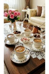 PORSELEN ÇİÇEKLİ 6 KİŞİLİK TÜRK KAHVE FİNCANI TAKIMI