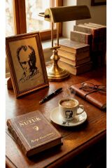 Atatürk figürlü tabaklı Kahve fincanı 2 li takim