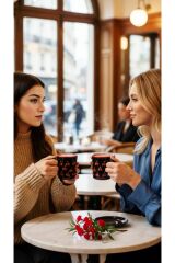 KİRAZ MOTİFLİ KAHVE FİNCANİ