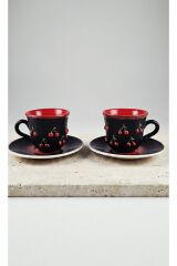 KİRAZ MOTIFLİ 2 Lİ KAHVE FİNCANI TAKIM