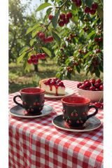 KİRAZ MOTIFLİ 2 Lİ KAHVE FİNCANI TAKIM