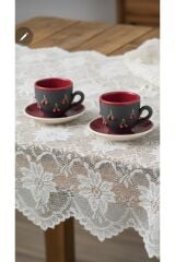 KİRAZ MOTİFLİ TÜRK KAHVE FİNCANI 2 Lİ TAKIM